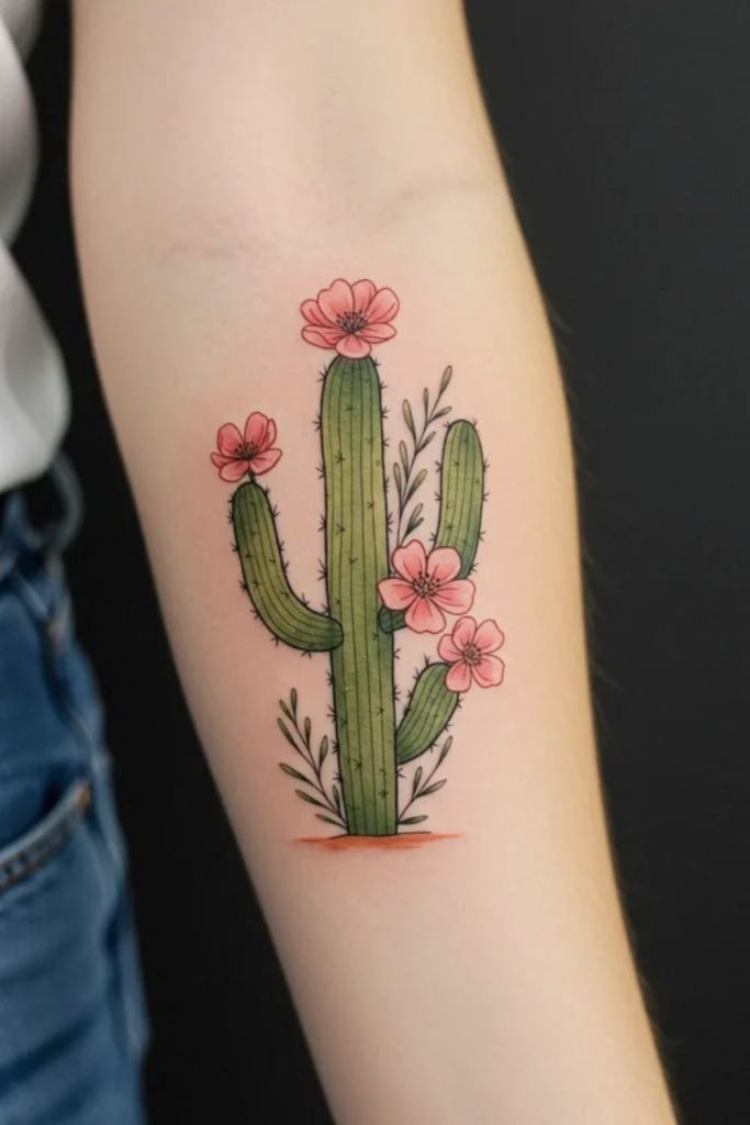 Desert rose survival bloom tattoo concept