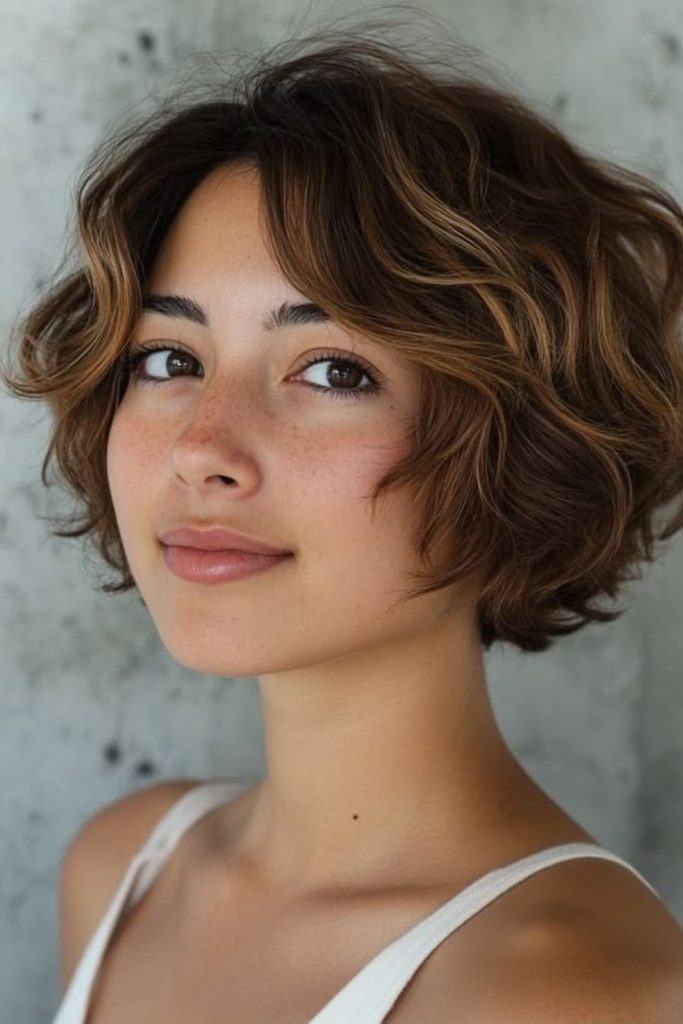Layered bob with sweeping texture.