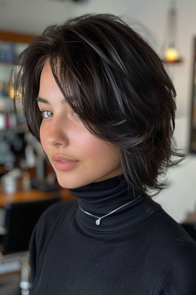 Feathered luxe bob with dimension.