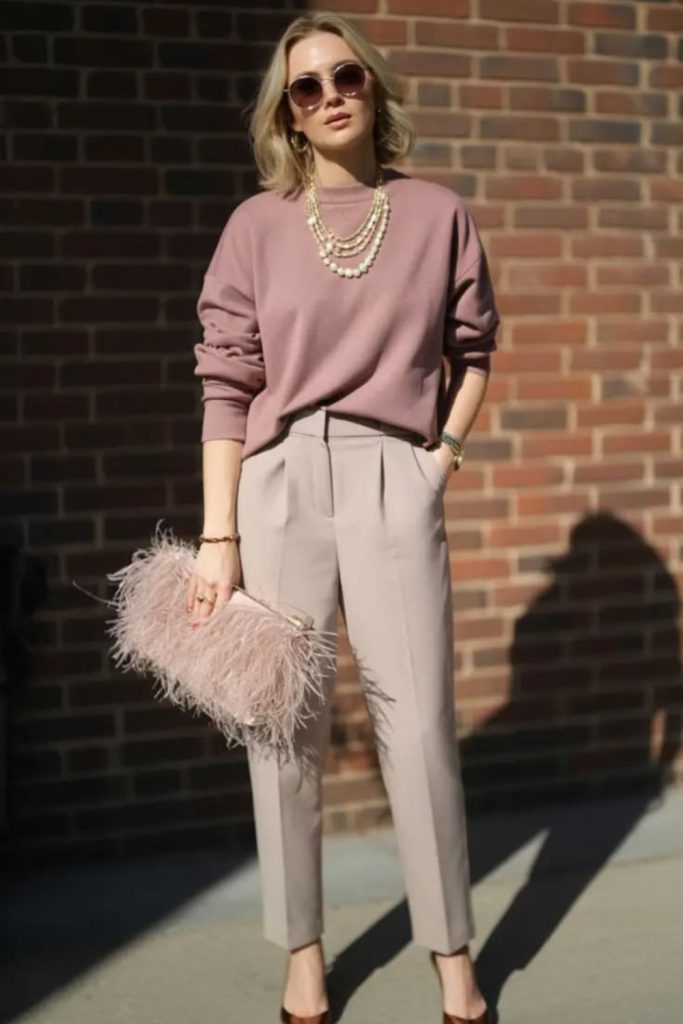 Dusty rose office casual chic look