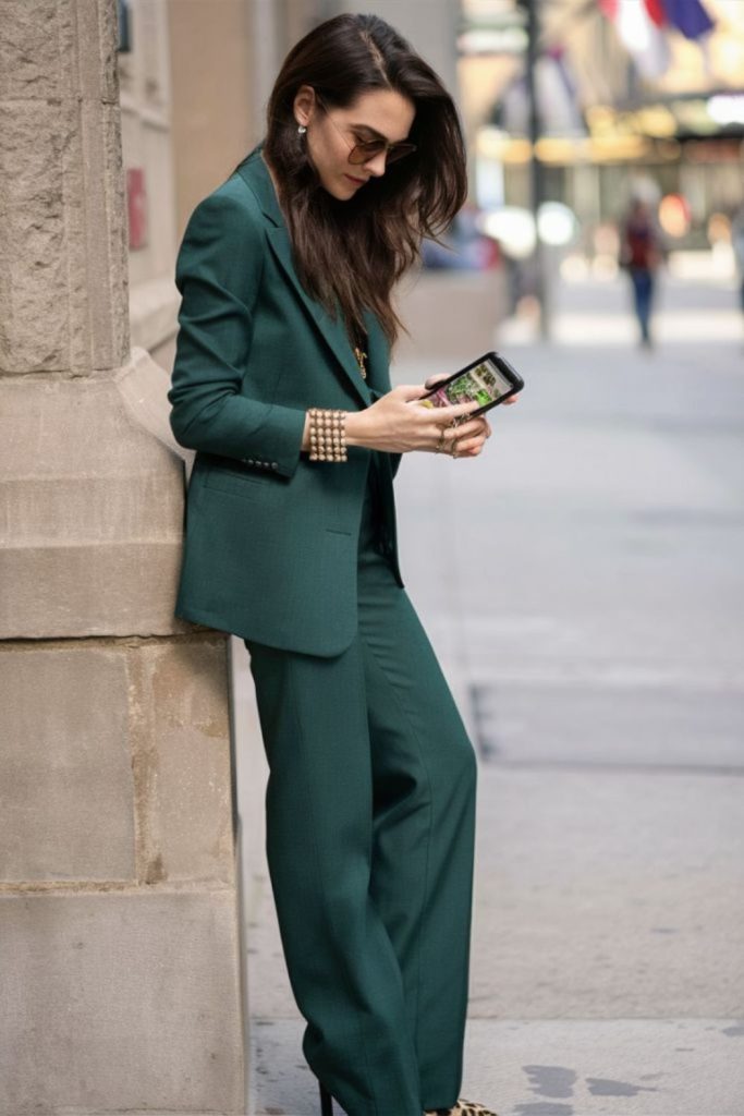 Emerald business casual bold office look