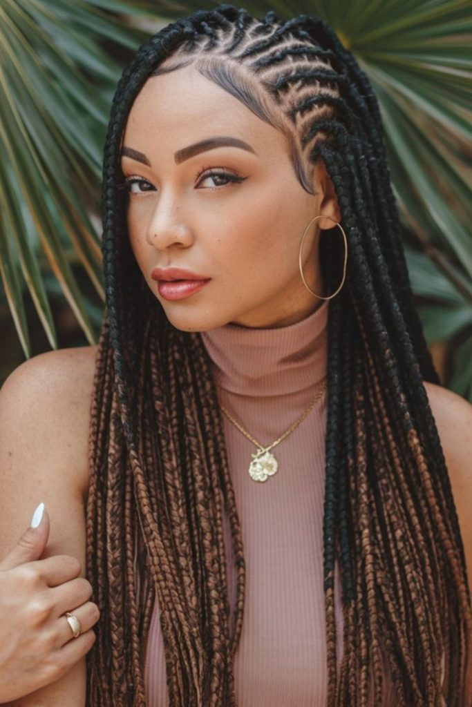 Classic Fulani braids with eternal crown regal elegance