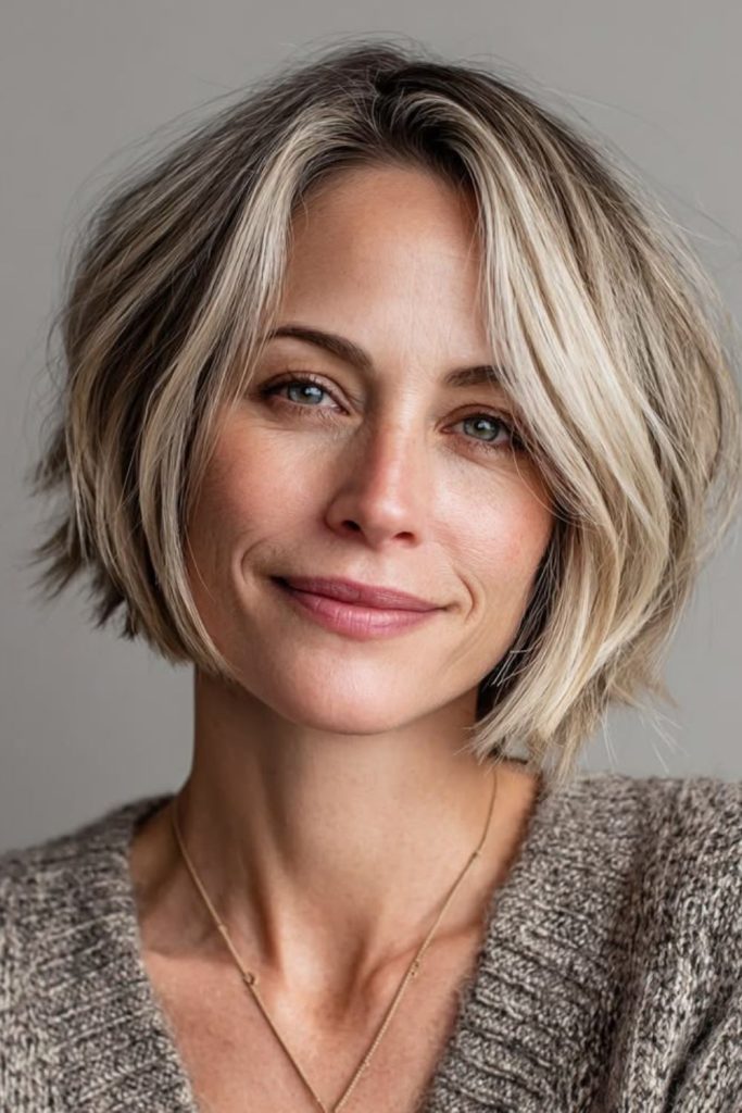 Feather drift champagne short crop bob light elegance