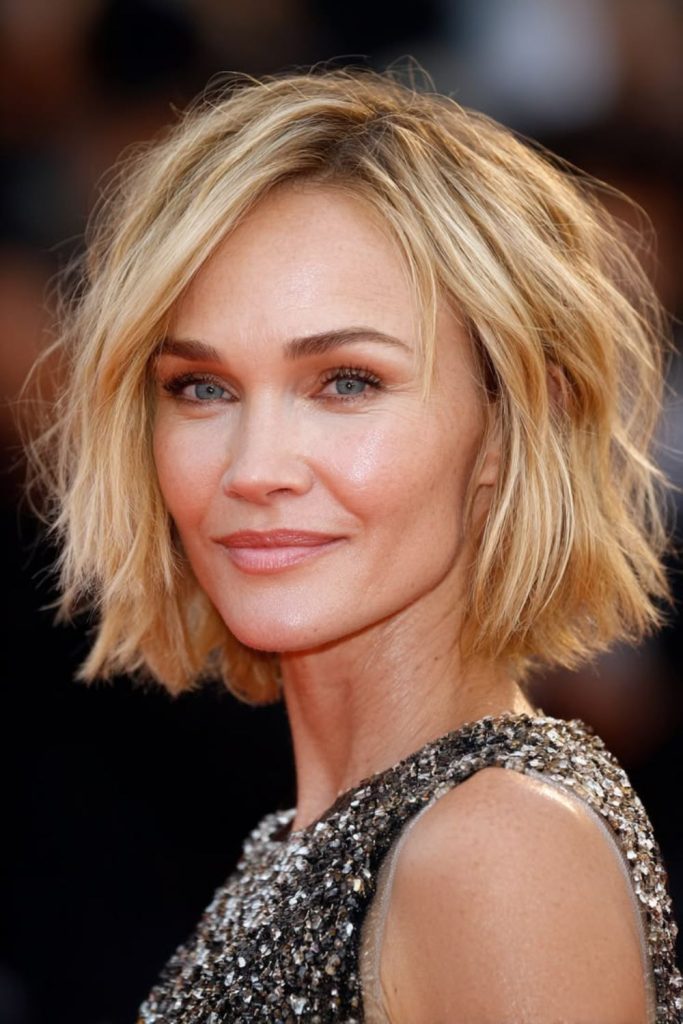 Feather edge champagne crop bob light airy look