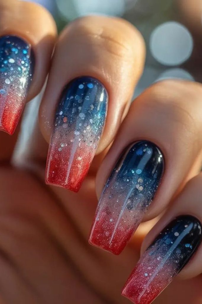 Freedom lantern glow nail design.