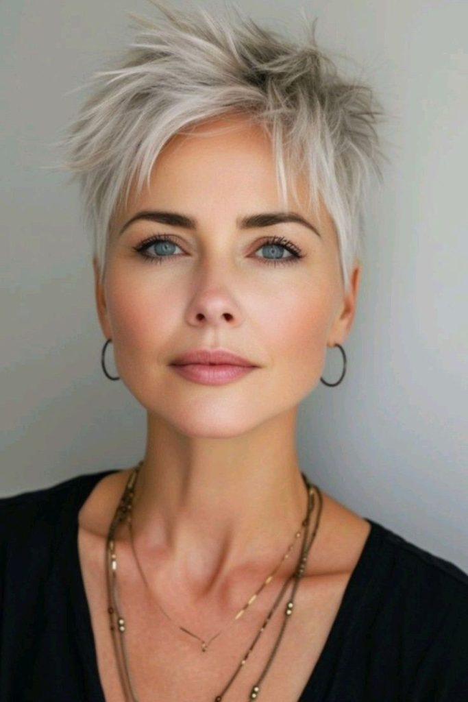 Textured frosted crop with airy volume.