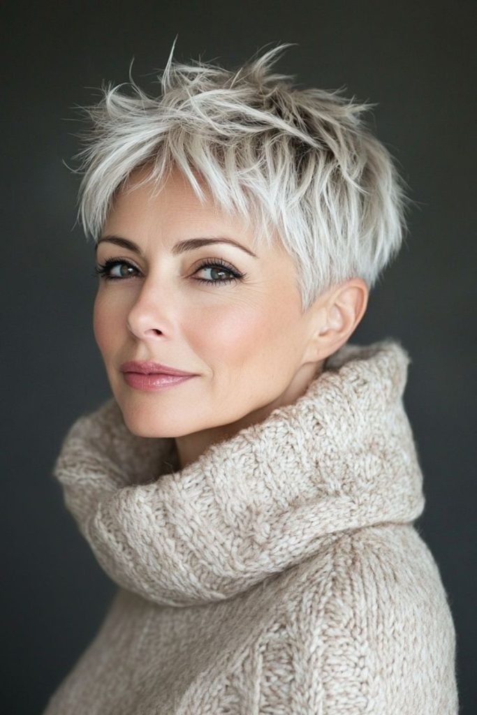 Frosted pixie with textured crown layers