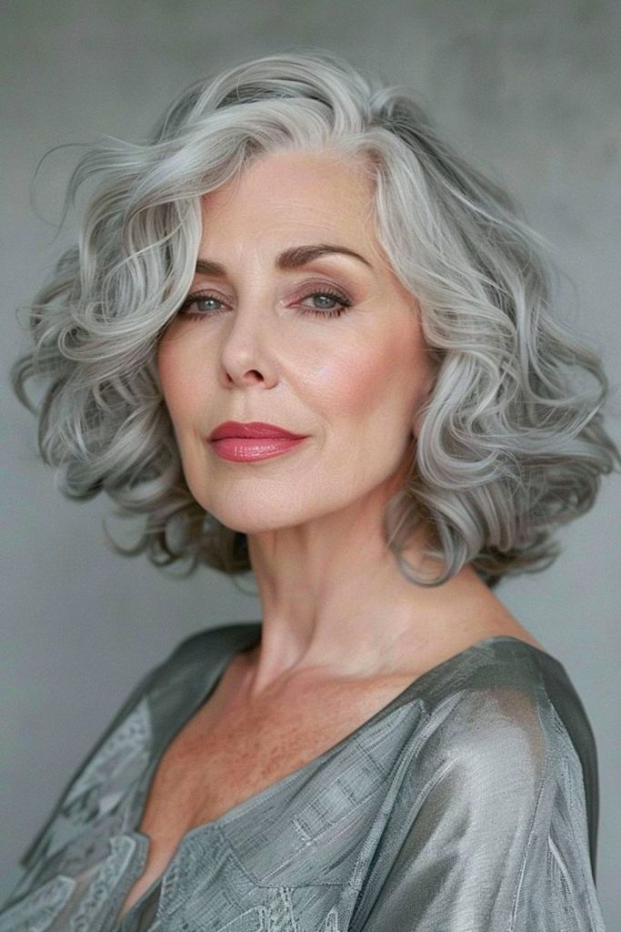Frosted spiral shoulder curls flowing with icy shine