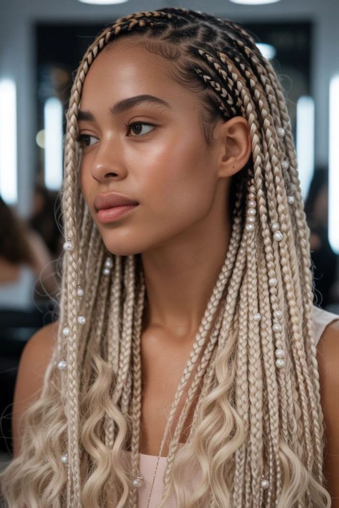 Cool Fulani braids with frosty clean line structure