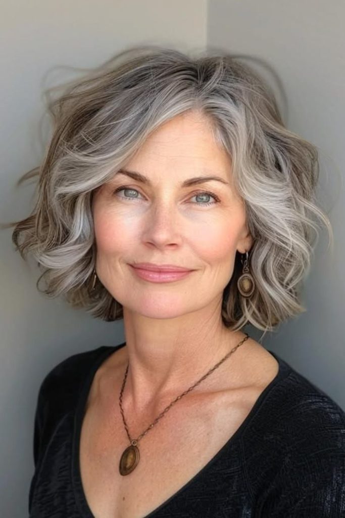 Gentle wave slate layer bob calm textured flow