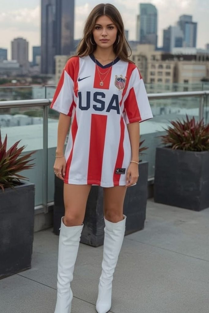 Oversized jersey dress boots outfit