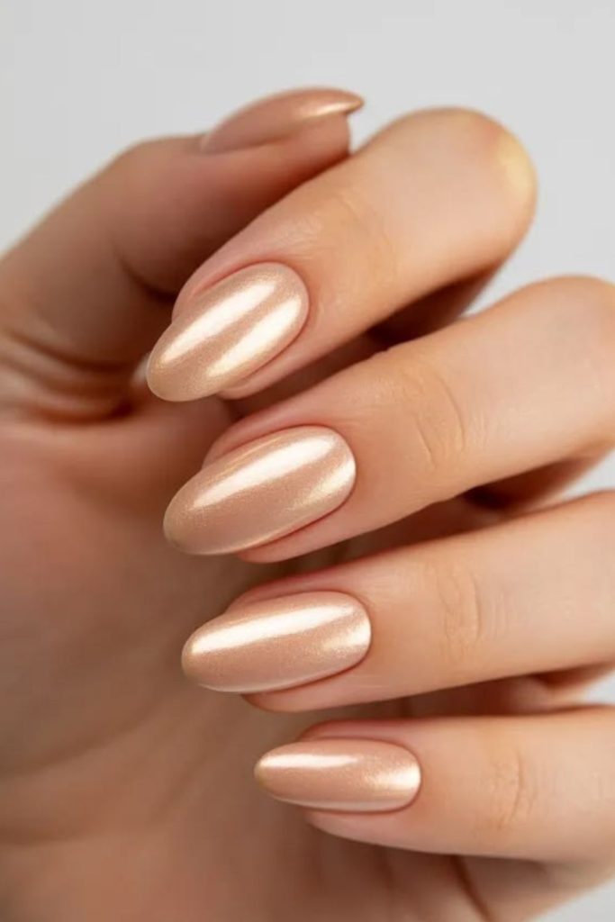 Golden sand luxe metallic warm nails