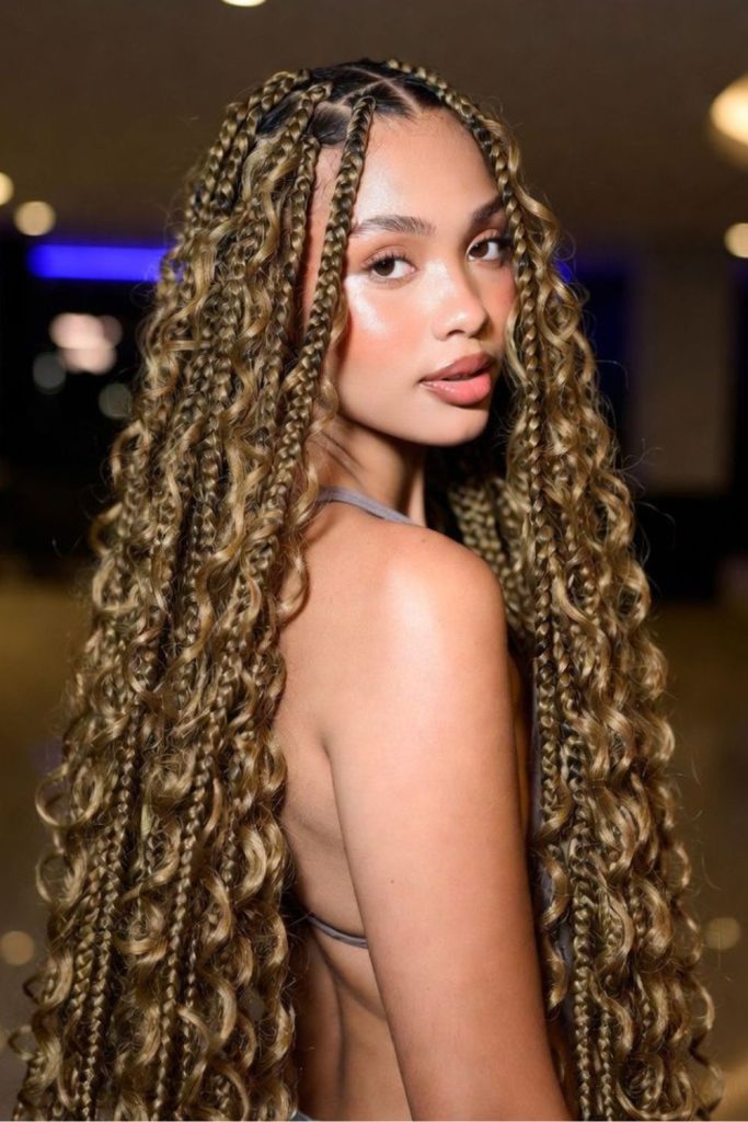 Honey blond desert inspired boho braids