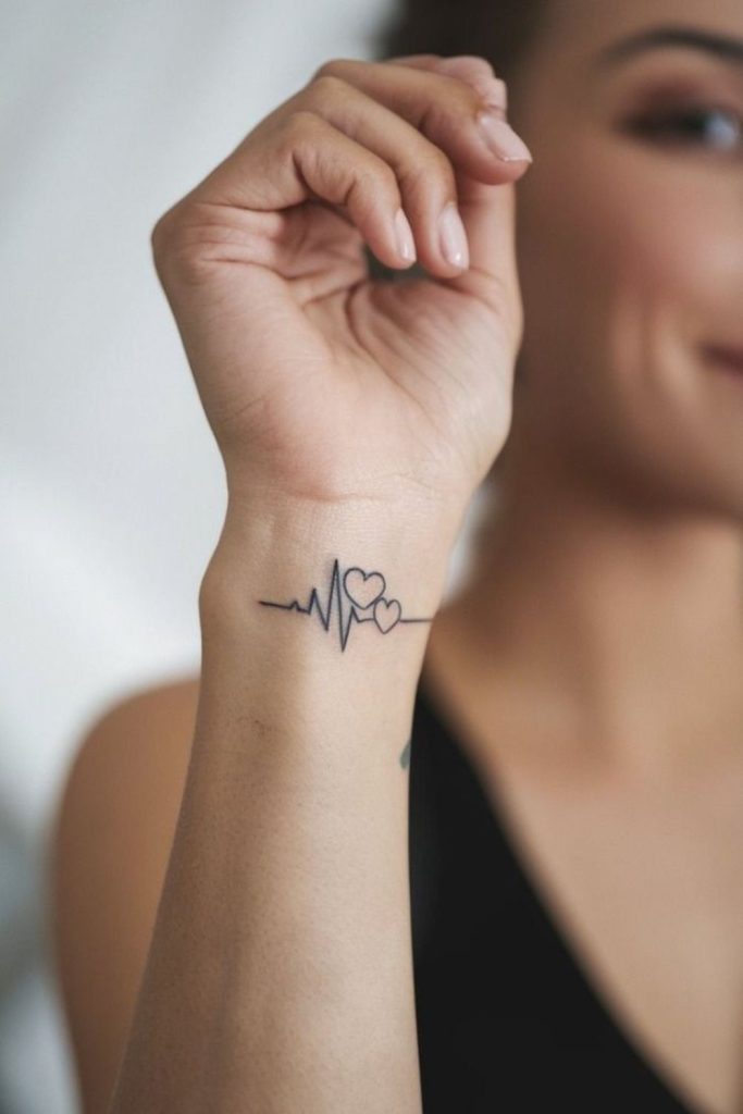 Heart pulse line minimalist heartbeat tattoo