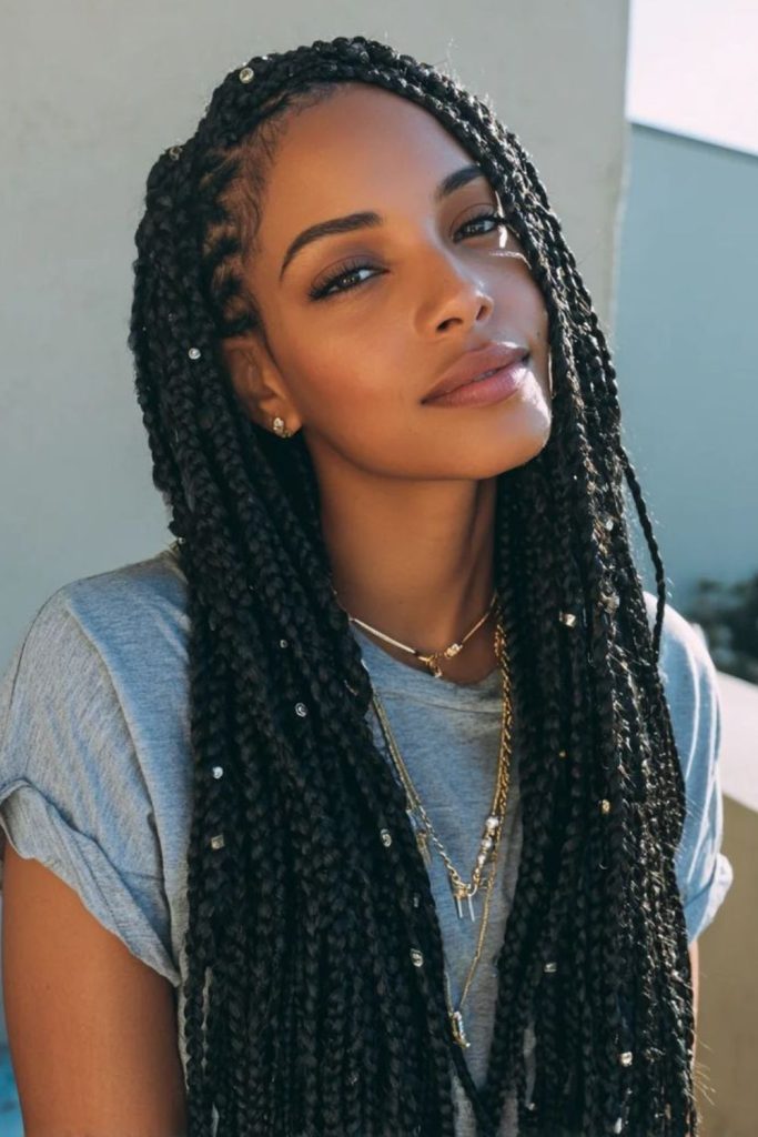 Earthy Fulani braids with wild jungle echo texture style