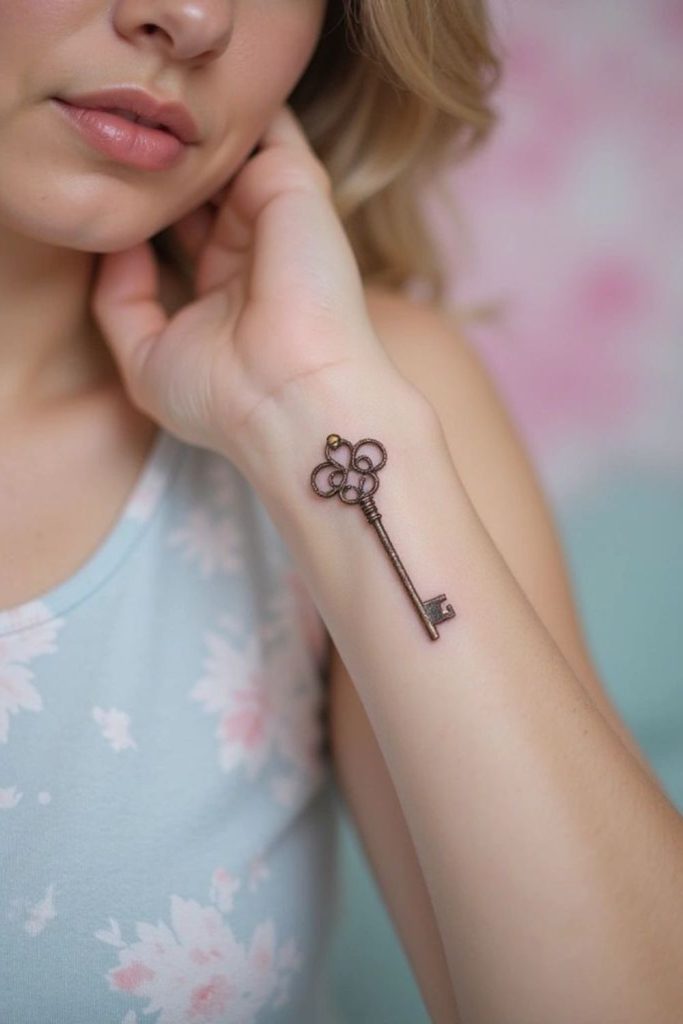 Antique key hidden potential tattoo symbol