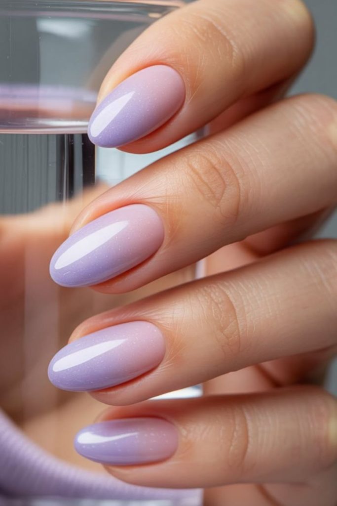 Lavender dreamy soft shimmer nail design