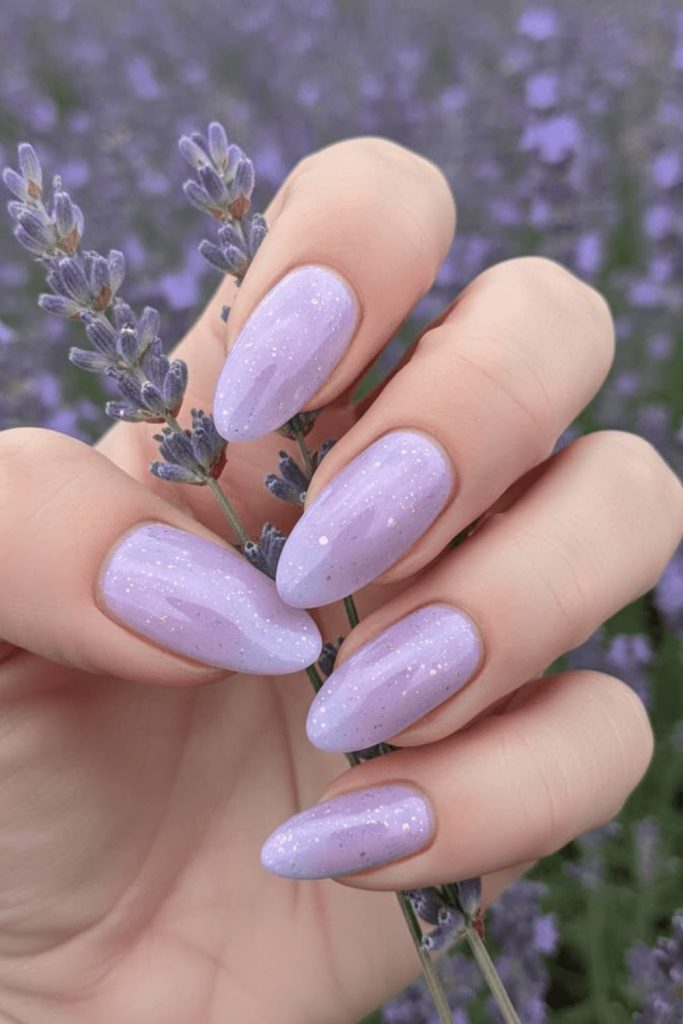 Lavender soft dreamy pastel nail style