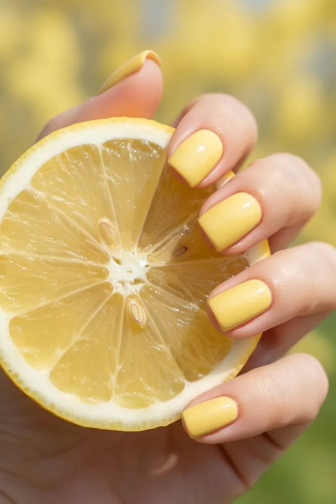 Lemon yellow zesty bright nail finish