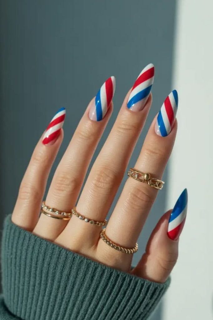 Red white striped liberty nails.
