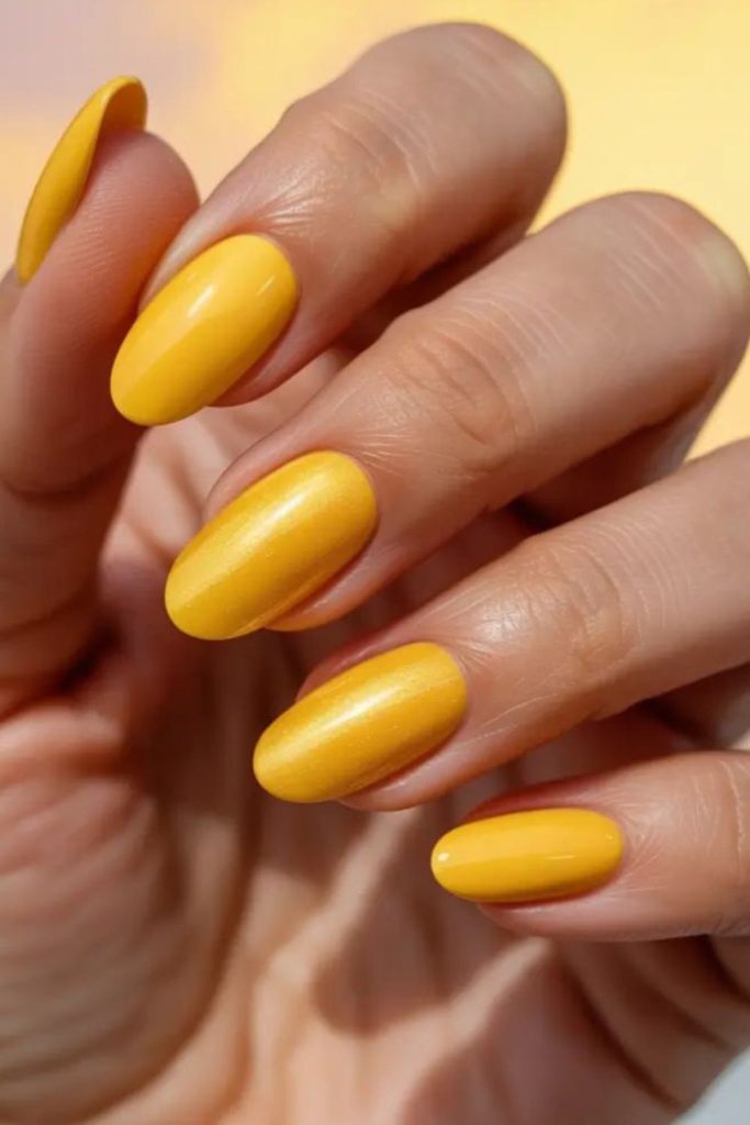 Mango sunrise golden glowing summer nails