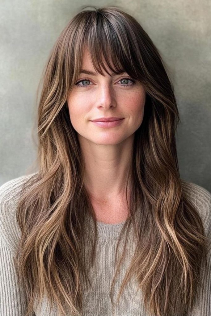 Maple bronze flowing layered haircut style