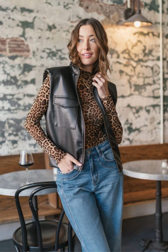Leather vest dark rebellious street fashion vibe