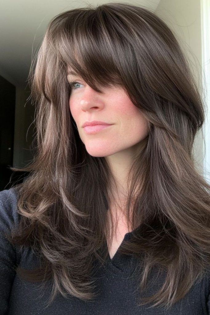 Midnight dark layers mysterious soft bangs