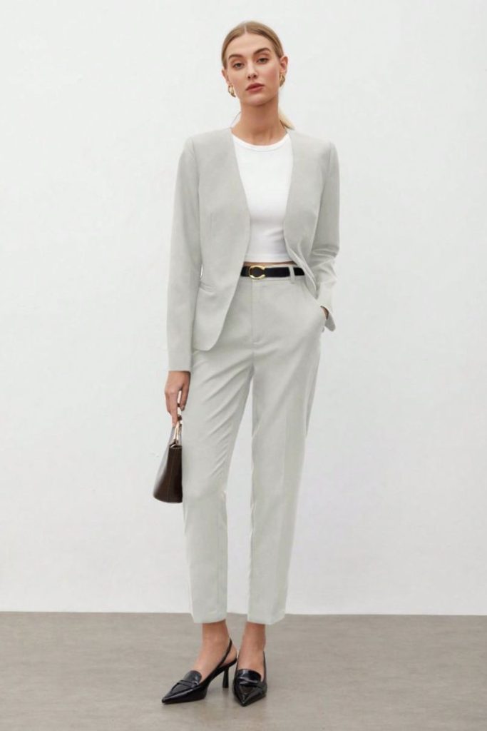 Grey minimalist office business outfit