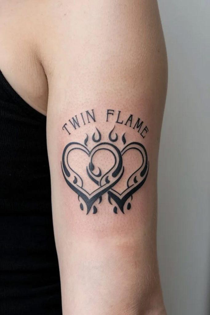 Flame mirror duality symbolic tattoo design