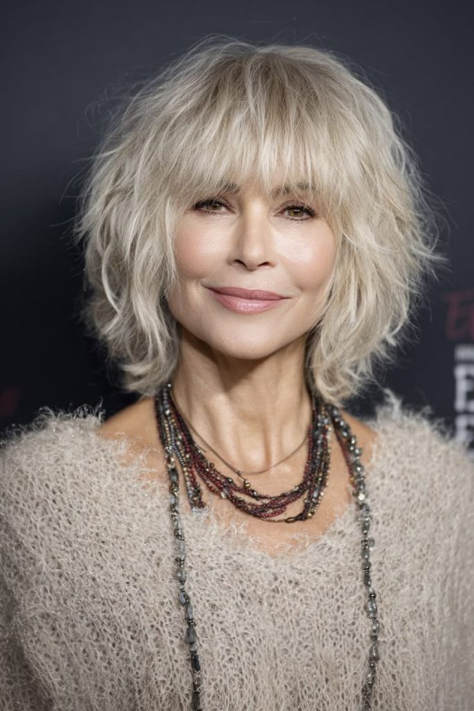 Moonlight ivory short shag bob soft layered charm