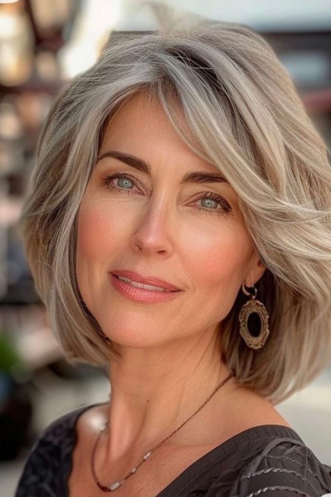 Moonlit gray lob with elegant soft shine