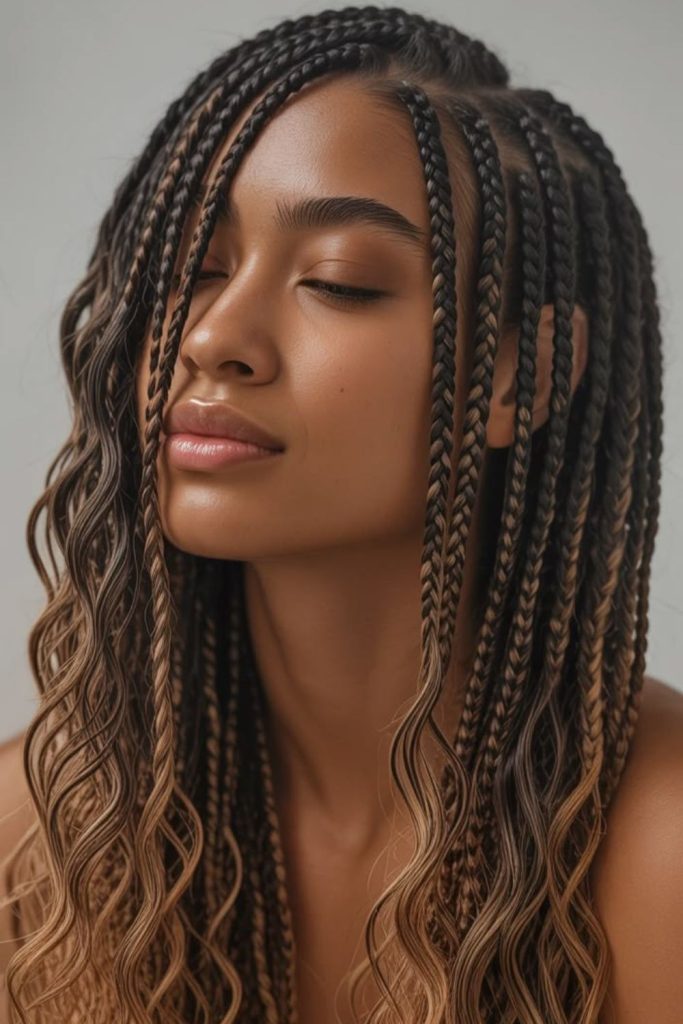 Mystical Fulani braids with enchanted desert styling vibe