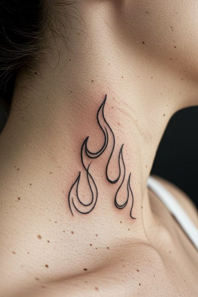 Flame hairline tattoo mystical bold energy.