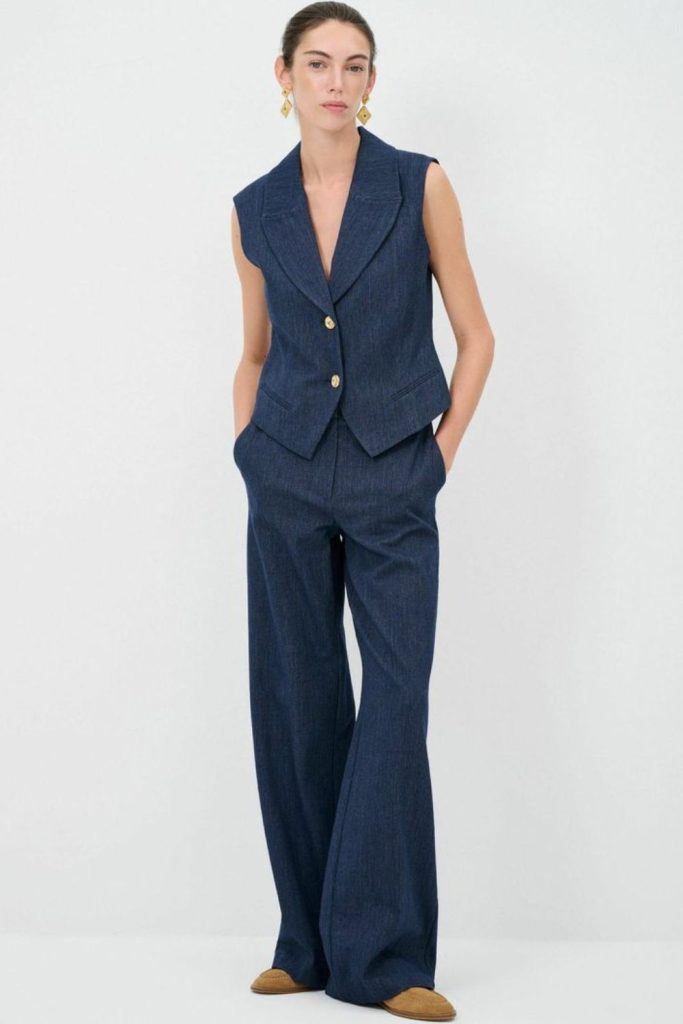 Navy sleeveless blazer classic nautical fashion