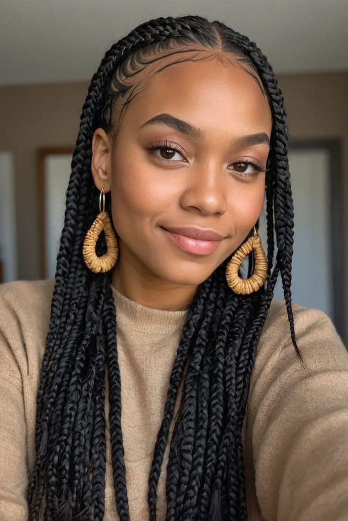 Fiery Fulani braids with nomad flame wandering spirit