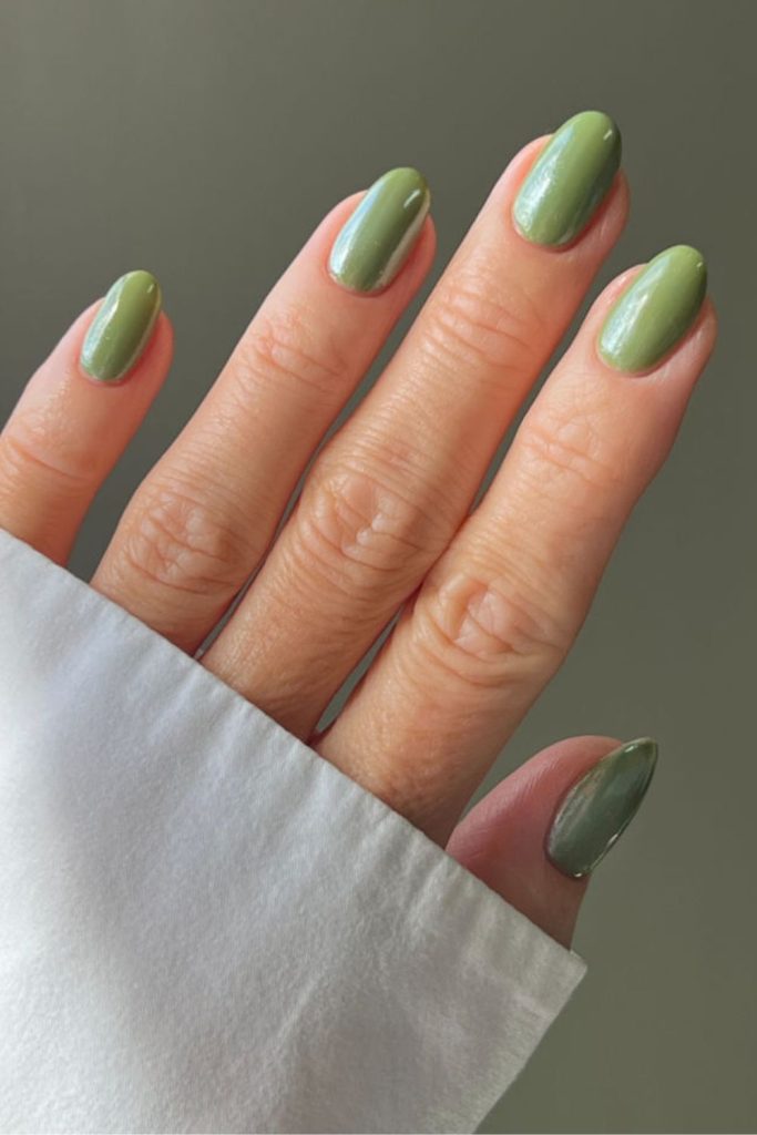 Olive green earthy natural nail tone