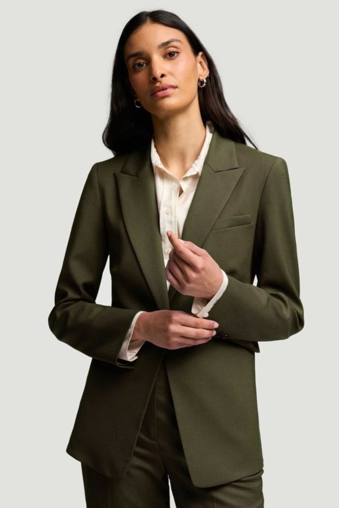 Olive business casual modern office outfit