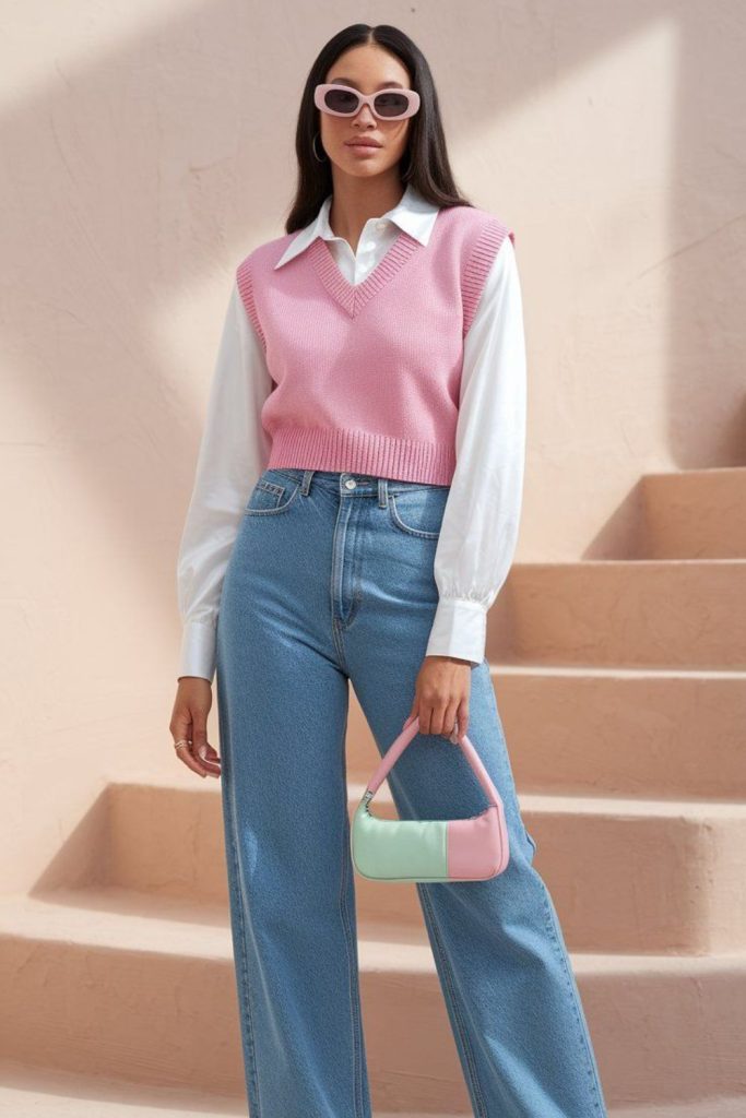 Pastel vest soft dreamy aesthetic fashion look