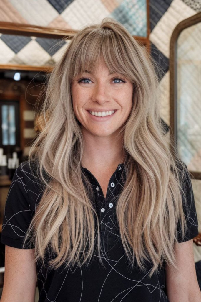 Pearl ash elegant layered soft bangs