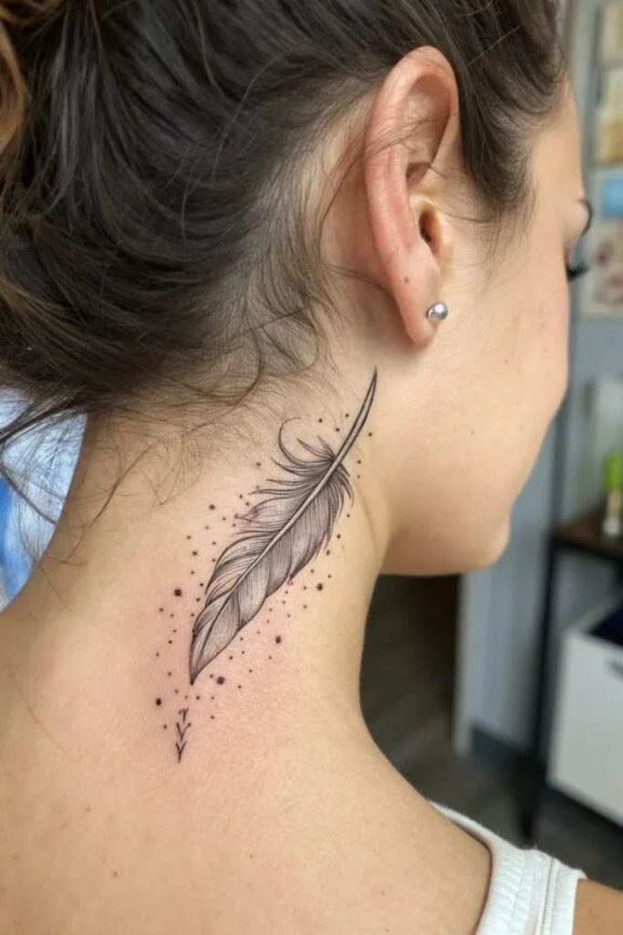 Feather phoenix hairline tattoo bold motion.