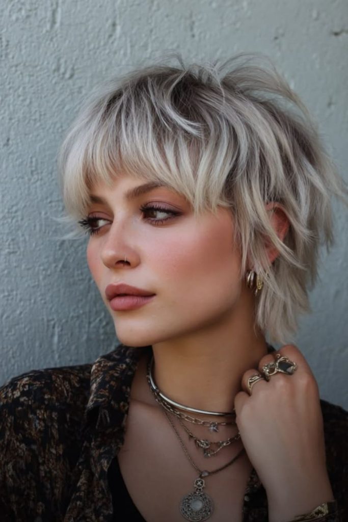 Breezy platinum layers with volume.