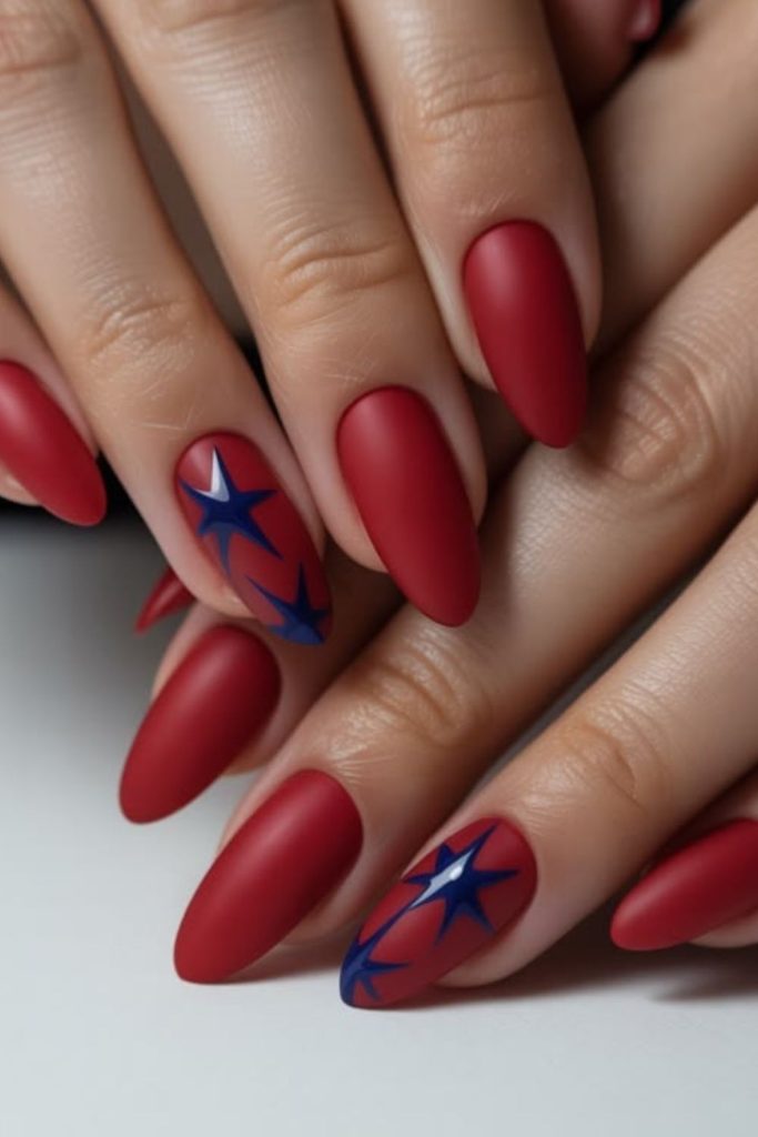 Red velvet patriotic luxury nails.