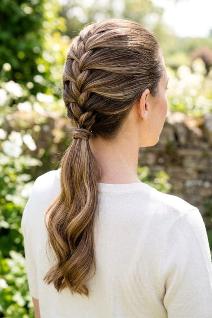 Low ponytail with campsite elegance.