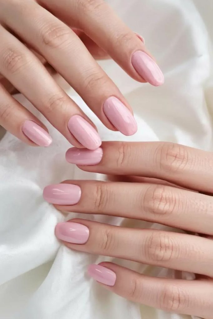 Rose blush romantic pastel nail style