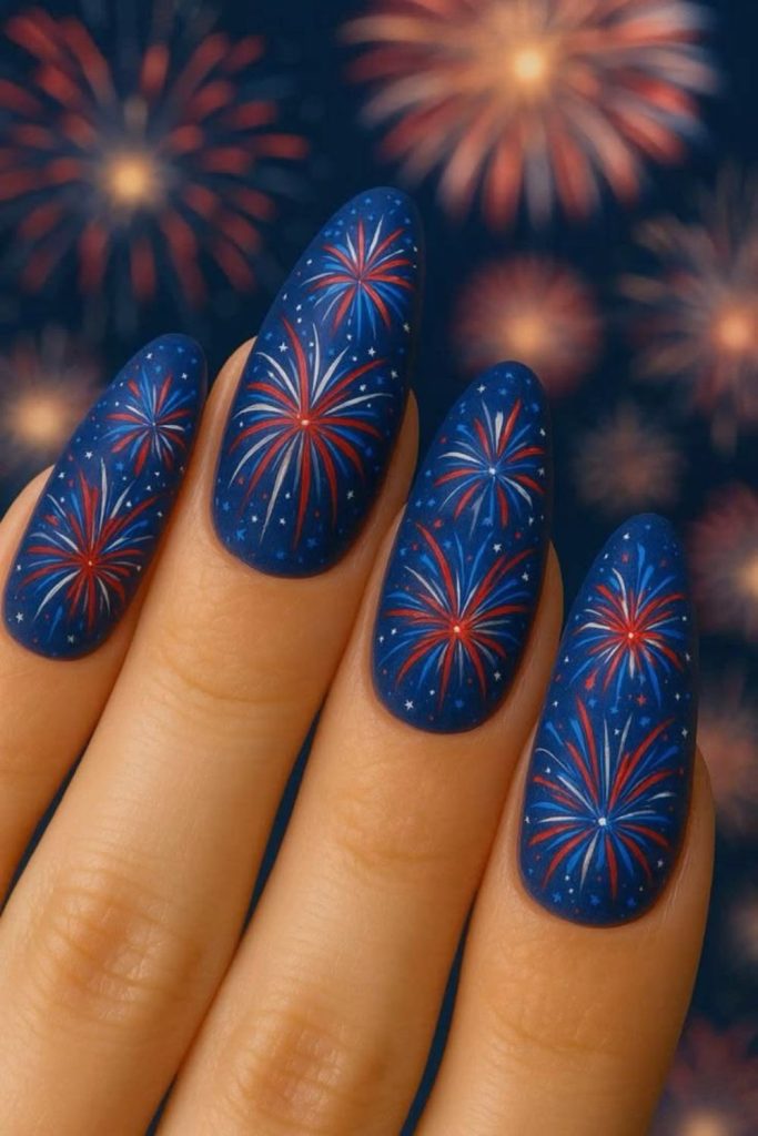 Ruby sparkler trail glitter nails.