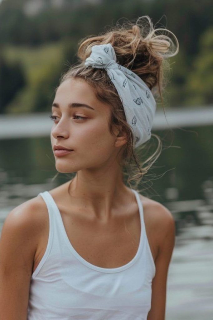 Top knot for active camping trips.