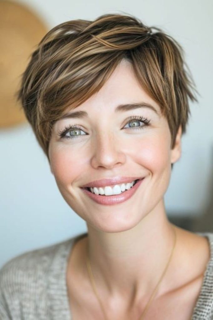 Silver pixie with layered texture