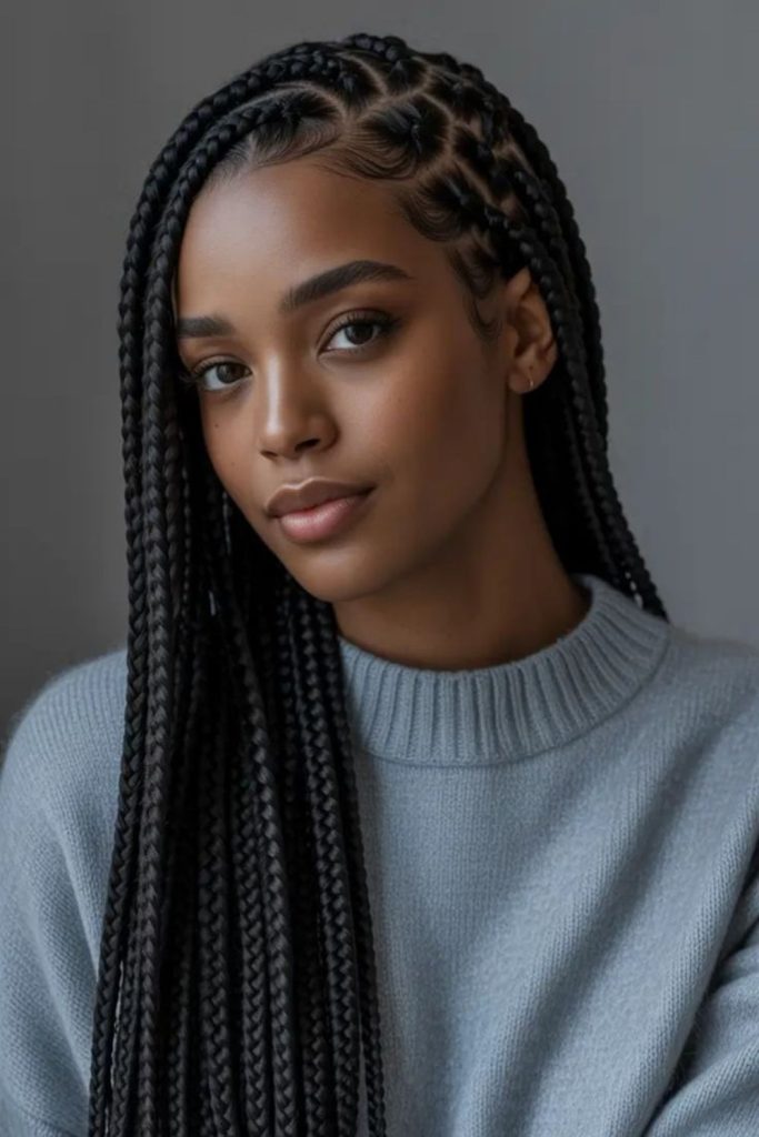 Natural Fulani braids with savannah rhythm earthy motion