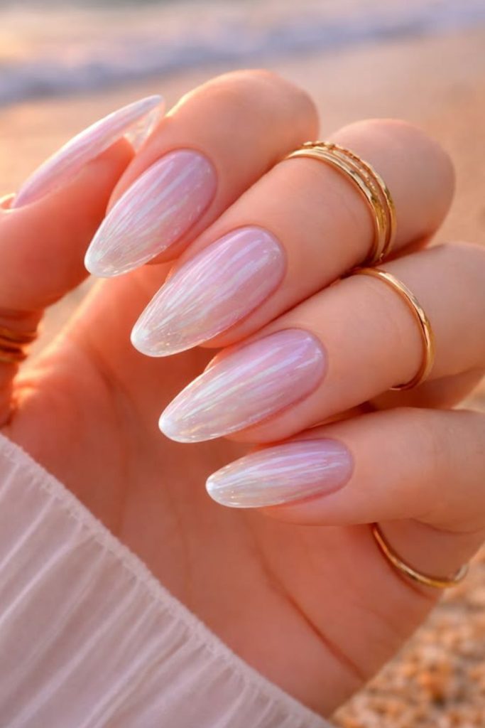 Seashell pearl soft iridescent nail shine